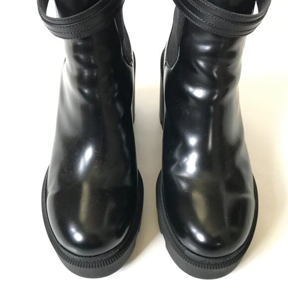Gucci Trip Ankle Logo Plaque Boots Womens 41.5 11.5 Black Leather Chelsea Combat - Picture 9 of 15